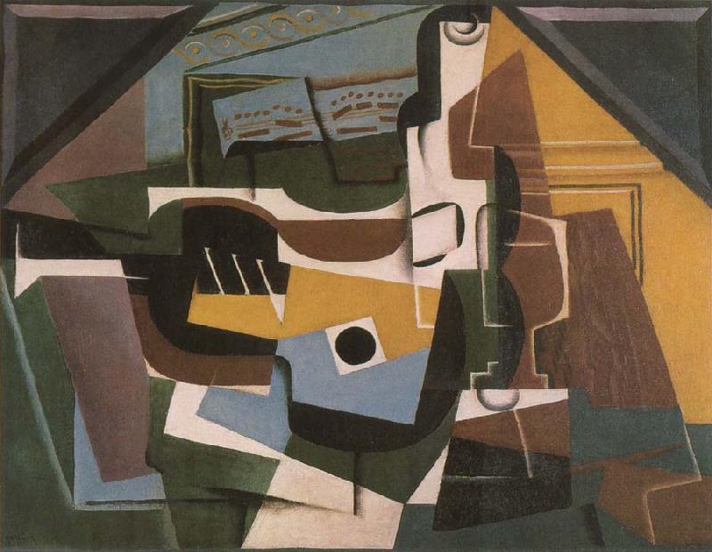 Juan Gris Guitar winebottle and cup France oil painting art
